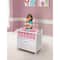 Badger Basket White Cabinet Doll Crib with Pink &#x26; White Chevron Bedding